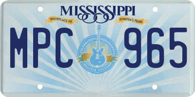 MS license plate MPC965