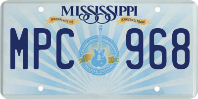 MS license plate MPC968