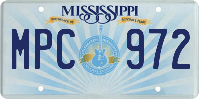MS license plate MPC972