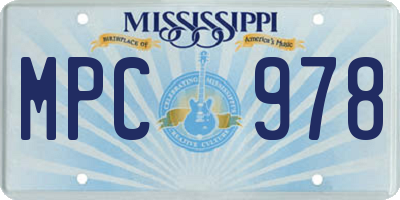 MS license plate MPC978