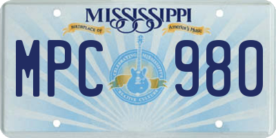 MS license plate MPC980