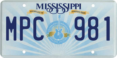 MS license plate MPC981