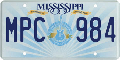 MS license plate MPC984