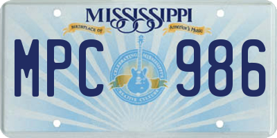 MS license plate MPC986