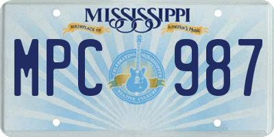MS license plate MPC987