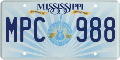 MS license plate MPC988