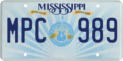 MS license plate MPC989
