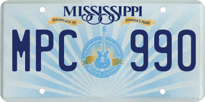 MS license plate MPC990