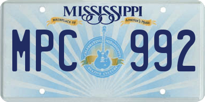 MS license plate MPC992
