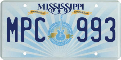 MS license plate MPC993