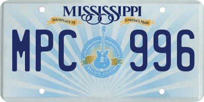 MS license plate MPC996