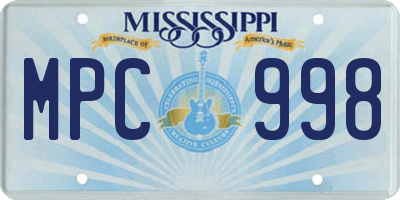 MS license plate MPC998