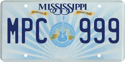 MS license plate MPC999