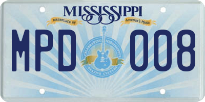 MS license plate MPD008