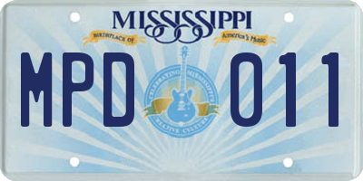 MS license plate MPD011