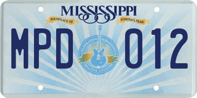MS license plate MPD012