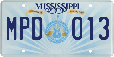 MS license plate MPD013