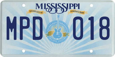 MS license plate MPD018
