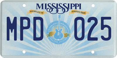MS license plate MPD025