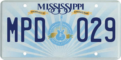 MS license plate MPD029