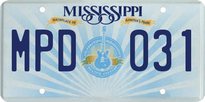 MS license plate MPD031