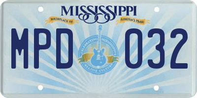 MS license plate MPD032