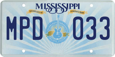 MS license plate MPD033