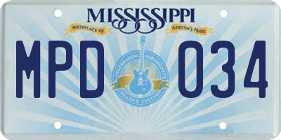 MS license plate MPD034