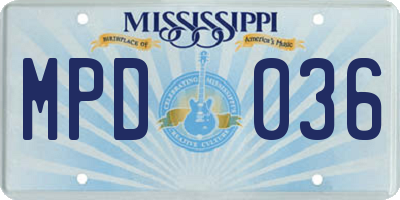 MS license plate MPD036