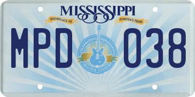 MS license plate MPD038