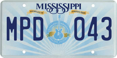 MS license plate MPD043