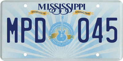 MS license plate MPD045