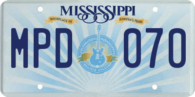 MS license plate MPD070