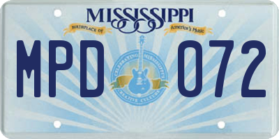 MS license plate MPD072