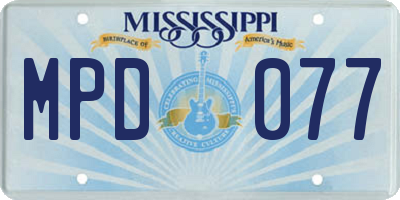 MS license plate MPD077