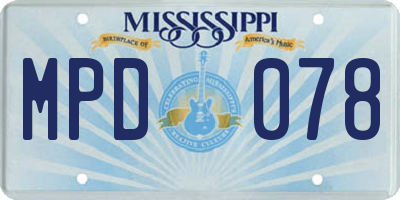 MS license plate MPD078