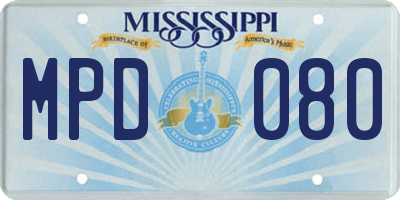 MS license plate MPD080