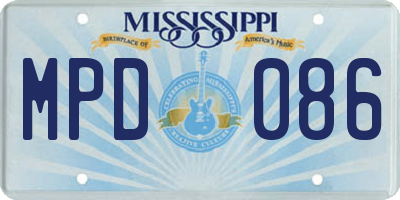 MS license plate MPD086