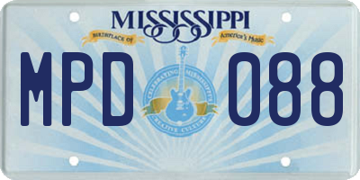 MS license plate MPD088