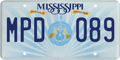 MS license plate MPD089