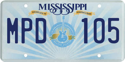 MS license plate MPD105