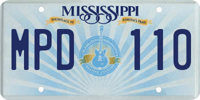 MS license plate MPD110