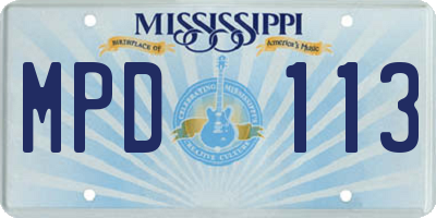 MS license plate MPD113