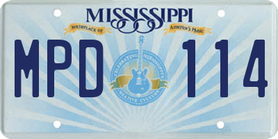 MS license plate MPD114