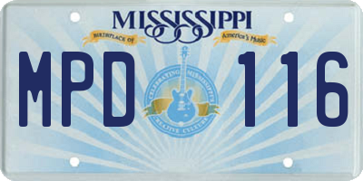 MS license plate MPD116