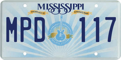 MS license plate MPD117
