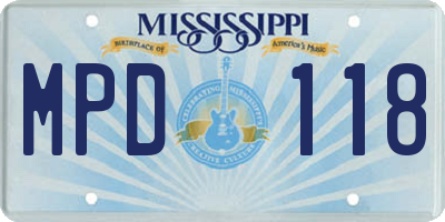 MS license plate MPD118