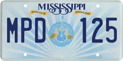 MS license plate MPD125