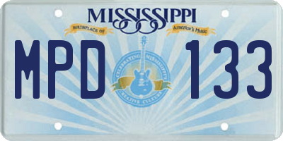 MS license plate MPD133