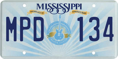 MS license plate MPD134